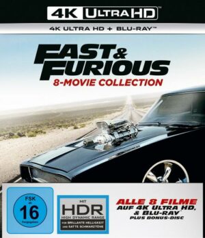 Fast & Furious - 8-Movie Collection  (8 4K Ultra HDs) (+ 8 Blu-rays 2D) (+ Bonus-Blu-ray)