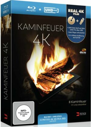 Kaminfeuer 4K - 8 Kaminfeuer - UHD Edition  Limited Edition (+ UHD Stick in Real 4K)